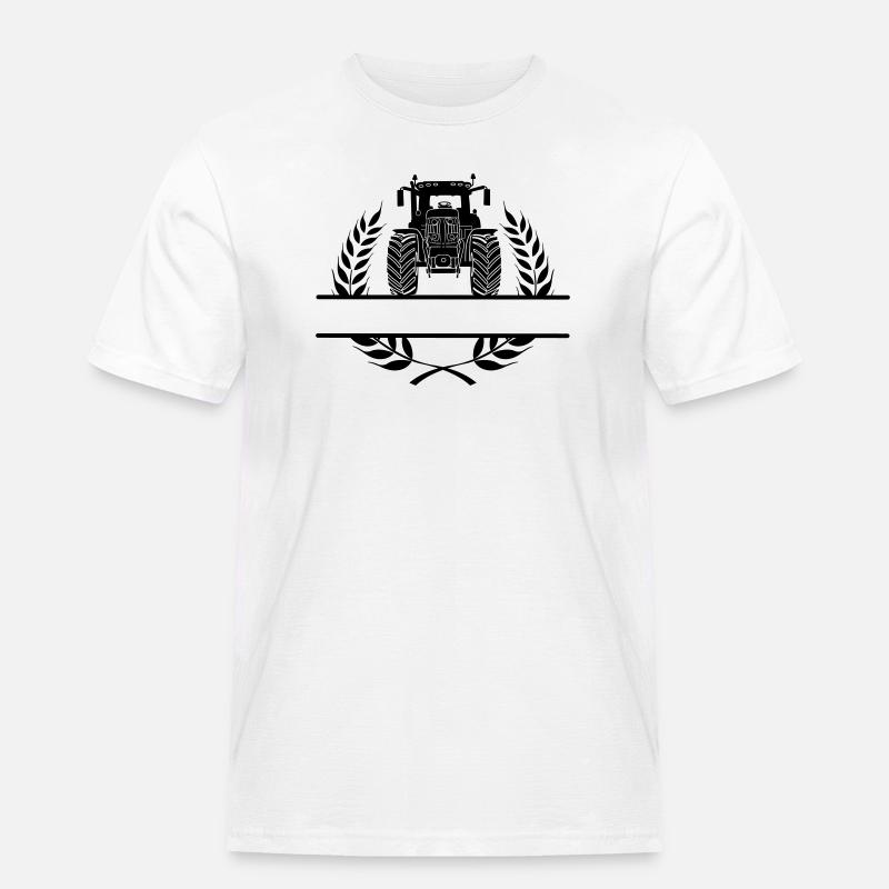 Traktor-Frontansicht im Lorbeerkranz - Männer Workwear T-Shirt - Weiß