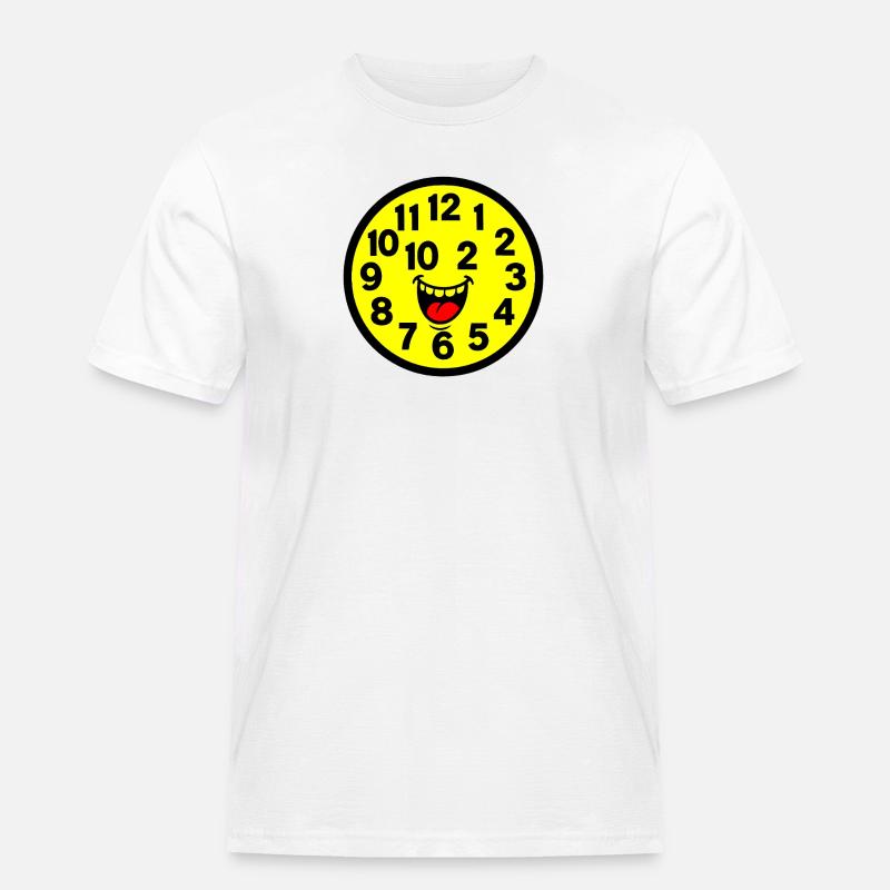 Fröhliches parodiertes Uhrendesign - Männer Workwear T-Shirt - Weiß