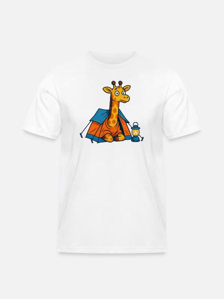 Cartoon Giraffe Camping Design - Men's Workwear T-Shirt - white