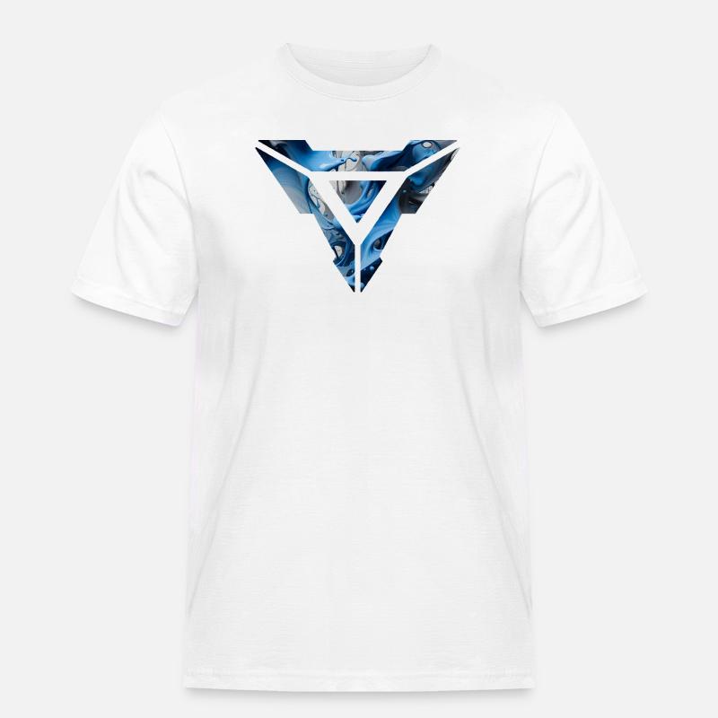 Abstract Blue Fluid Triangular Design - Men's Workwear T-Shirt - white