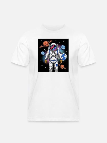 Space astronaut with planetary cosmos - Men's Workwear T-Shirt - white