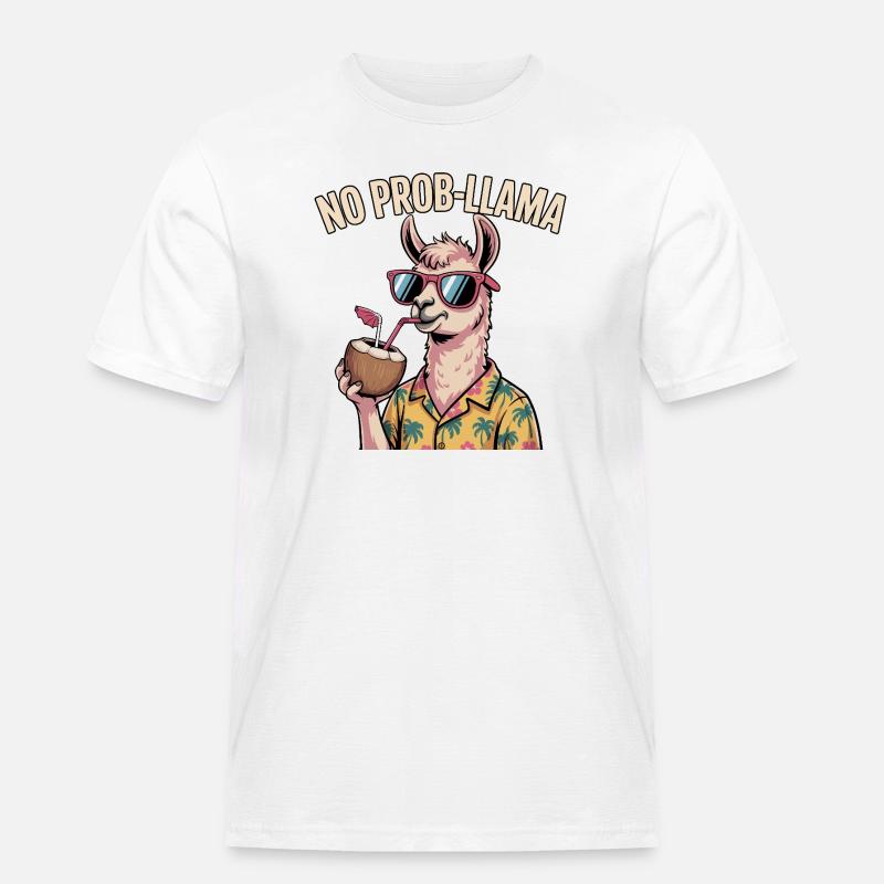 Kein Problem, ein lustiges Lama - Männer Workwear T-Shirt - Weiß