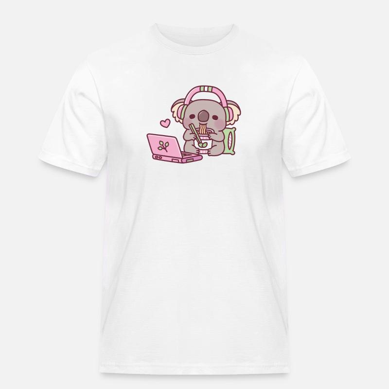 Mignon koala mangeant des nouilles instantanées - T-shirt Workwear homme - blanc