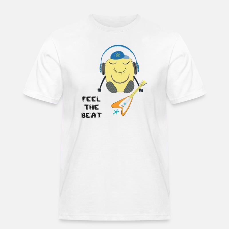 Comic Figur mit Kopfhörern und Gitarre - Männer Workwear T-Shirt - Weiß
