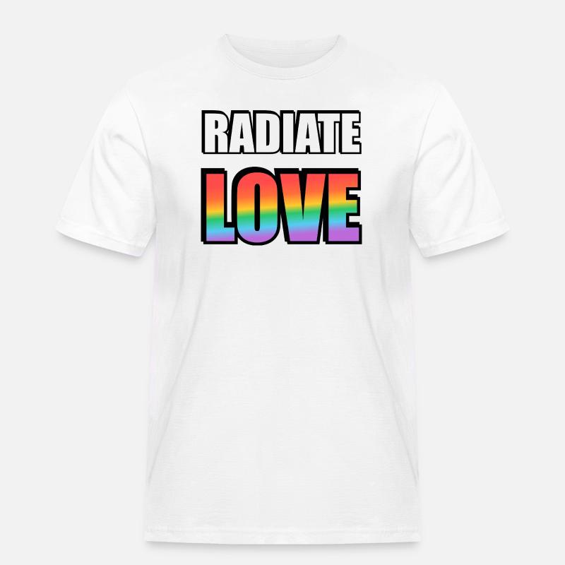Strahlen Sie Liebe Regenbogen aus - Männer Workwear T-Shirt - Weiß