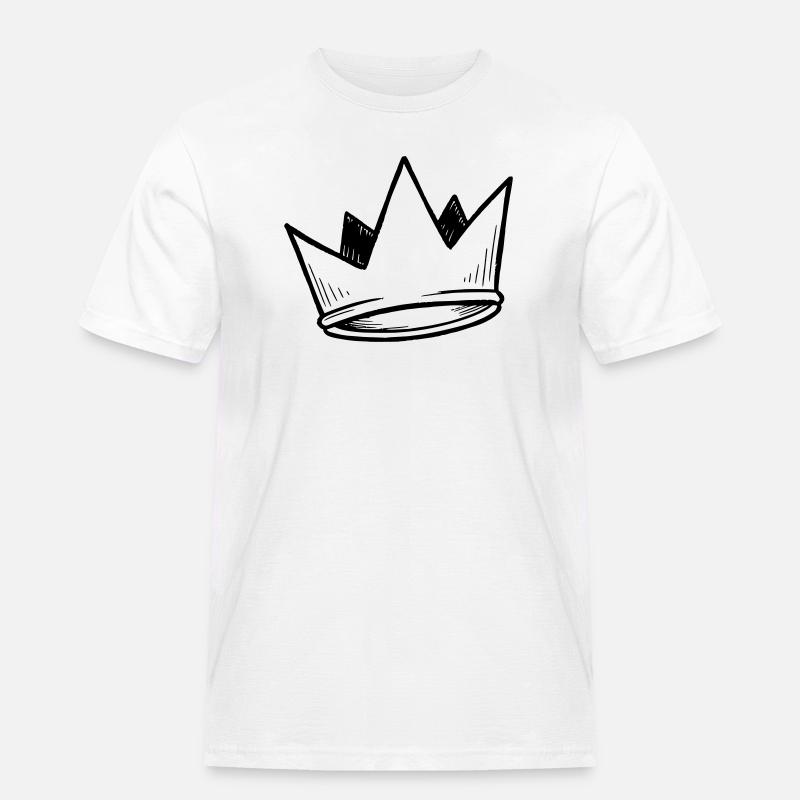 Krone Vektor | Doodle Look - Männer Workwear T-Shirt - Weiß