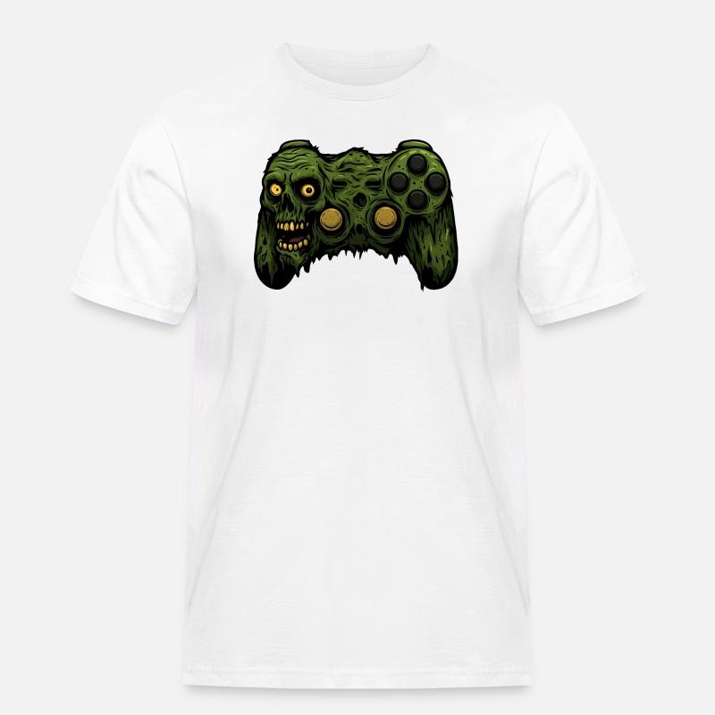 Zombie Controller Grunge Tee - Männer Workwear T-Shirt - Weiß