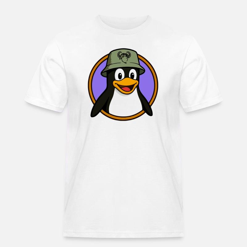 Tux Linux + GNU Hut - Männer Workwear T-Shirt - Weiß