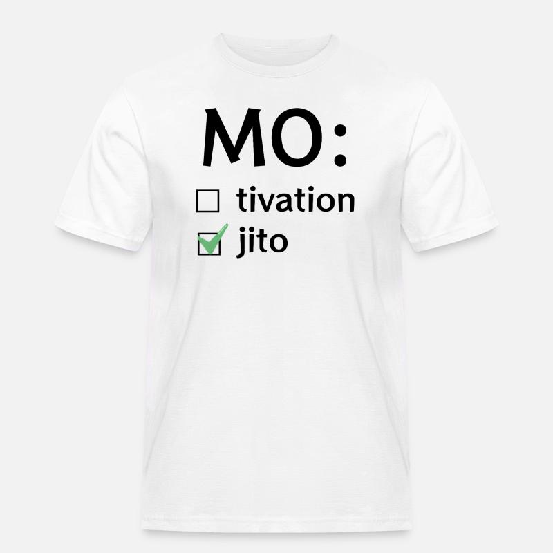 Motivation oder Mojito - Männer Workwear T-Shirt - Weiß