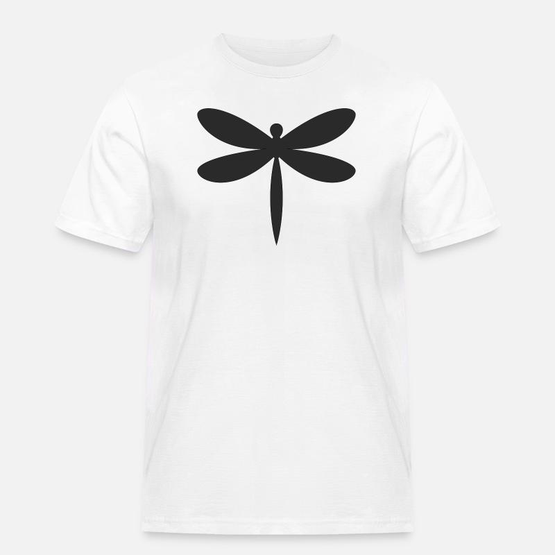 Libelle Silhouette  - Männer Workwear T-Shirt - Weiß