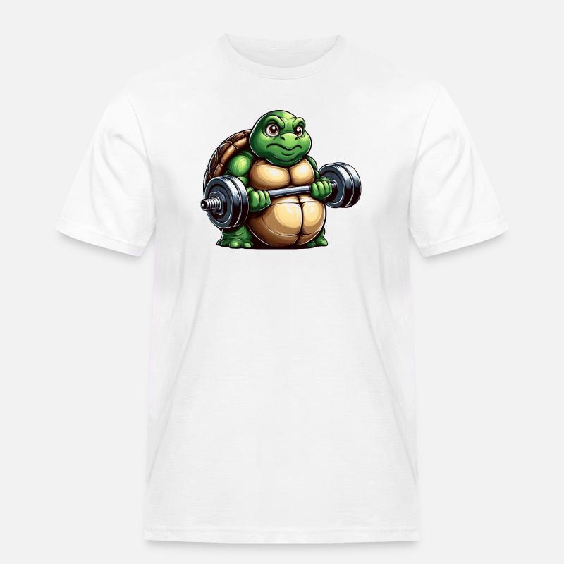 Grim Turtle Dumbbell Training Workout - Men's Workwear T-Shirt - white