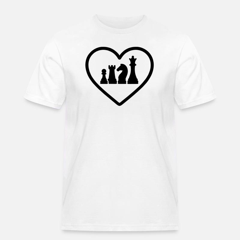 Cuore Scacchi Pezzi - Maglietta da lavoro per uomo - bianco
