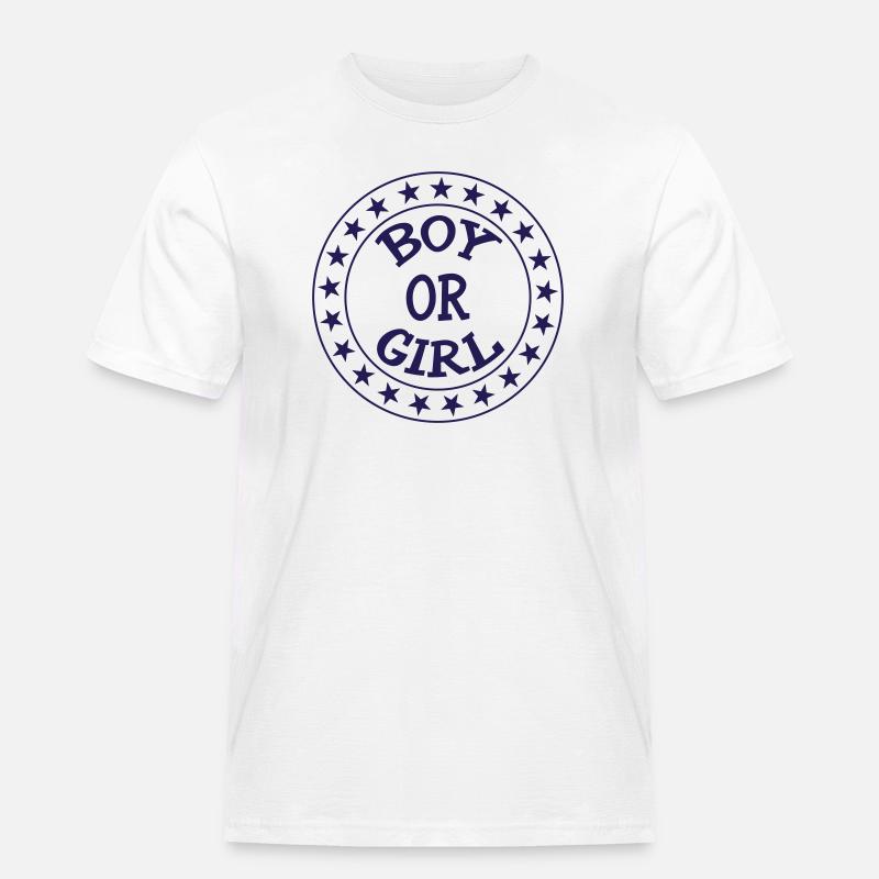 Junge oder Mädchen? Schwangerschaftsgeburt Schwanger - Männer Workwear T-Shirt - Weiß