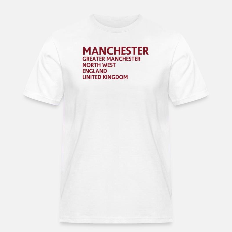 Manchester Name Stack Typografie - Männer Workwear T-Shirt - Weiß