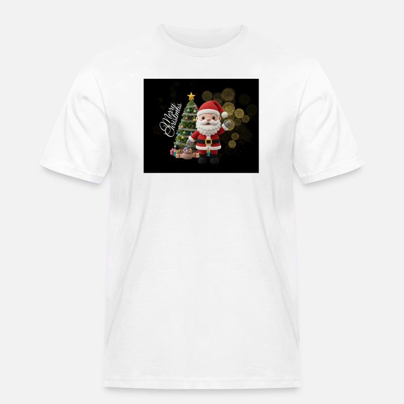 Gestrickter Santa mit Weihnachtsbaum - Männer Workwear T-Shirt - Weiß