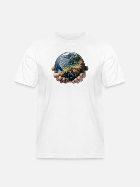 Earth in Hands: Global Responsibility - Men's Workwear T-Shirt - white
