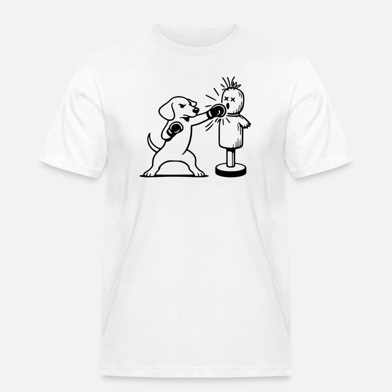 sparring dackel boxen line art  - Männer Workwear T-Shirt - Weiß