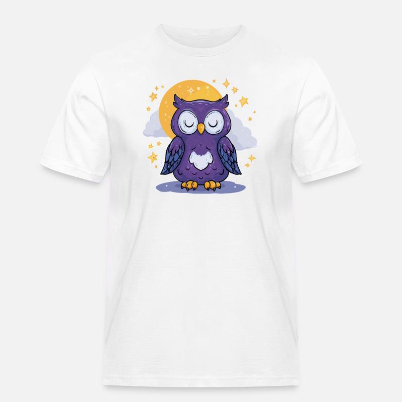 Mondnacht Eule - Männer Workwear T-Shirt - Weiß