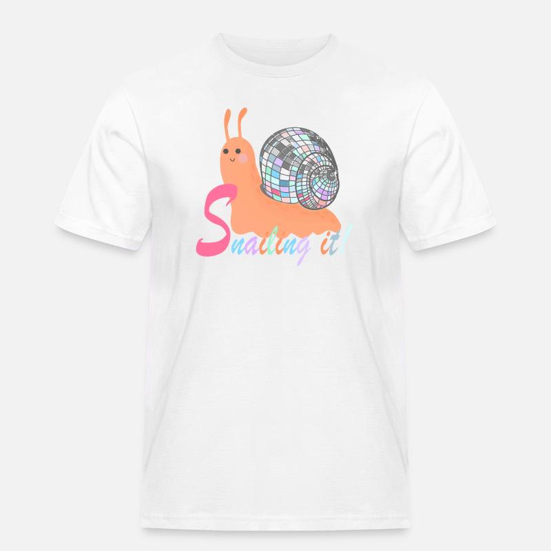 Snailing It! – Bunte Schnecke mit Disco-Kugel - Männer Workwear T-Shirt - Weiß