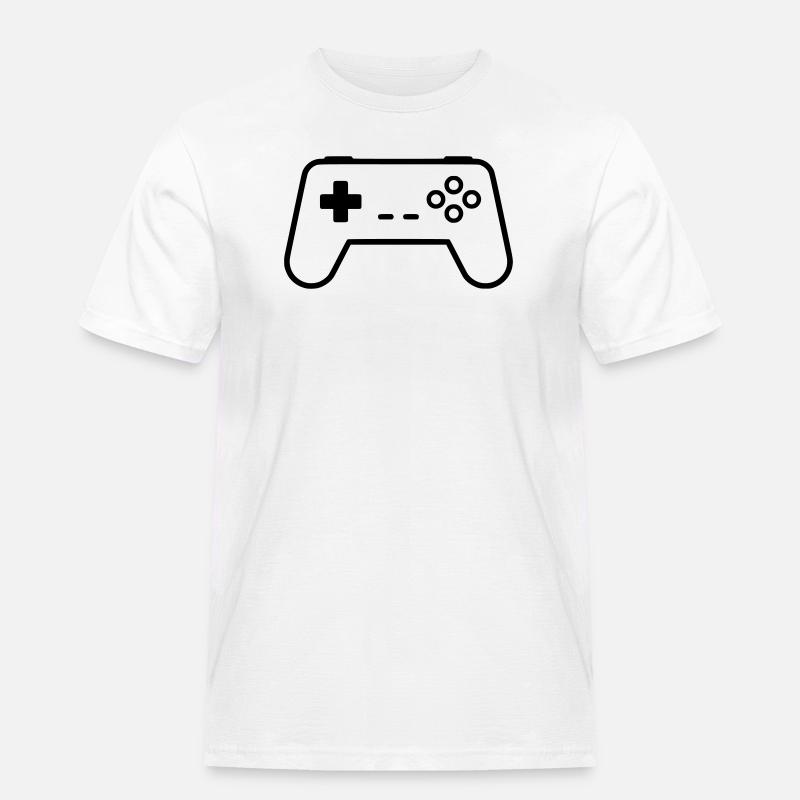 Gamepad Controller Outline Gaming Vektor - Männer Workwear T-Shirt - Weiß