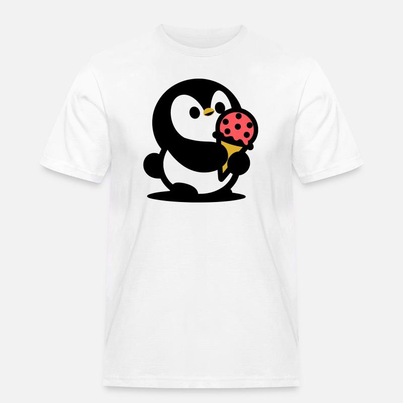 Kleiner Pinguin mit Eis - Männer Workwear T-Shirt - Weiß