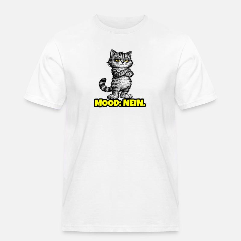 Mood: Nein. – Grumpy Katze (Chef Vibes) - Männer Workwear T-Shirt - Weiß