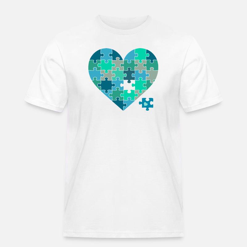 Puzzleherz Blaugrün - Männer Workwear T-Shirt - Weiß