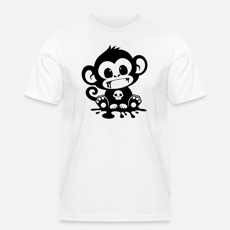 Spooky Affe mit Totenkopf - Männer Workwear T-Shirt - Weiß