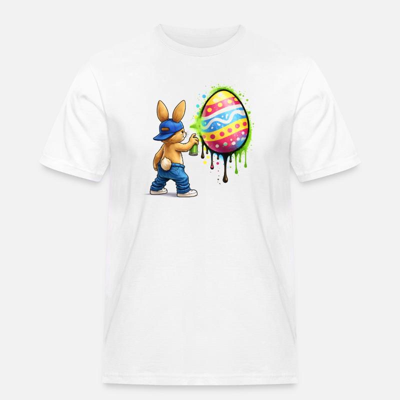 Graffiti bunny with Easter egg - Men's Workwear T-Shirt - white