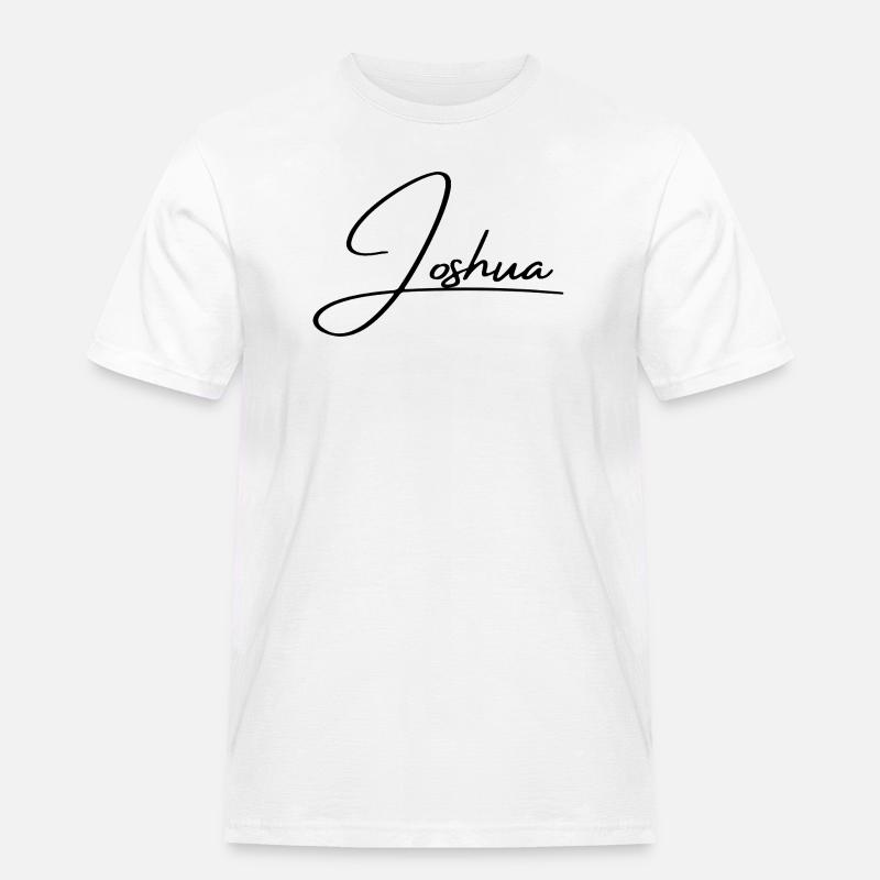 Nom de Josué - Écriture cursive élégante - T-shirt Workwear homme - blanc