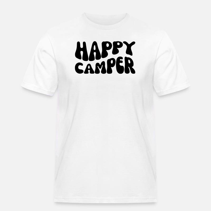 Happy Camper - Männer Workwear T-Shirt - Weiß