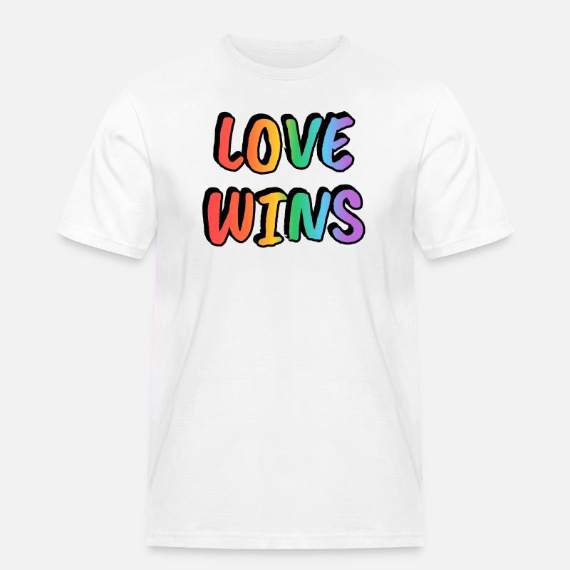 Love Wins Rainbow Gradient - Männer Workwear T-Shirt - Weiß