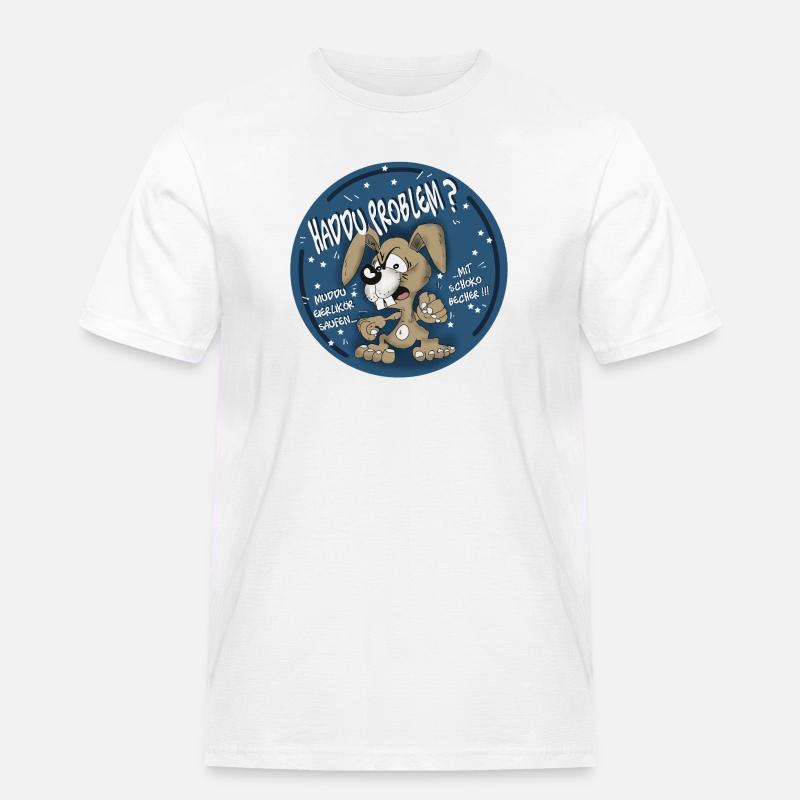 Hasen-Comic Haddu Problem? - Männer Workwear T-Shirt - Weiß