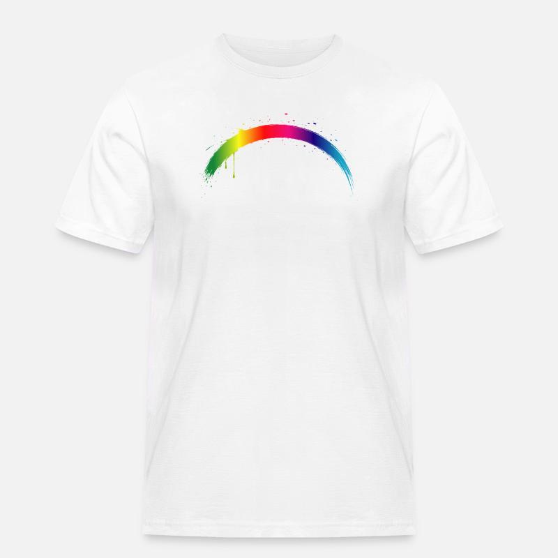 Regenbogen Bogen Farbverlauf Splash Kunst - Männer Workwear T-Shirt - Weiß