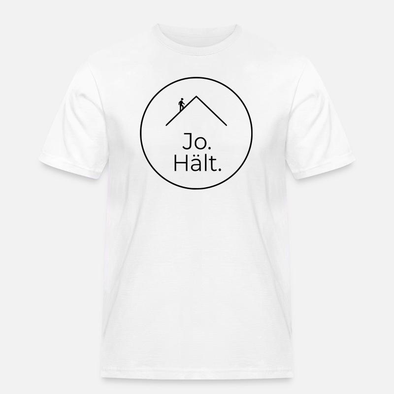 Dachdecker Jo Hält Spruch Badge - Männer Workwear T-Shirt - Weiß