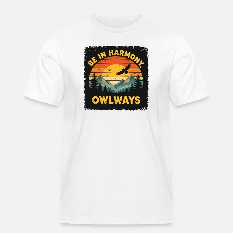 Owl Harmony at Sunset - Men's Workwear T-Shirt - white