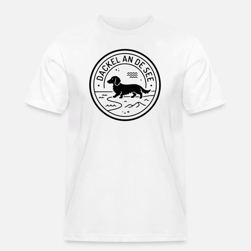 Dackel an de See Moin Platt - Männer Workwear T-Shirt - Weiß