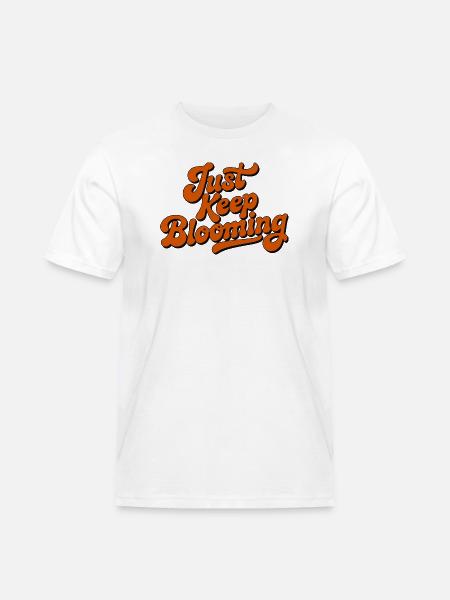 Just Keep Blooming Floral Script - Men's Workwear T-Shirt - white