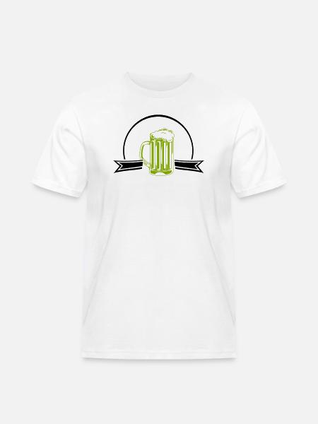 Green Neon Beer Mug Outline - Men's Workwear T-Shirt - white