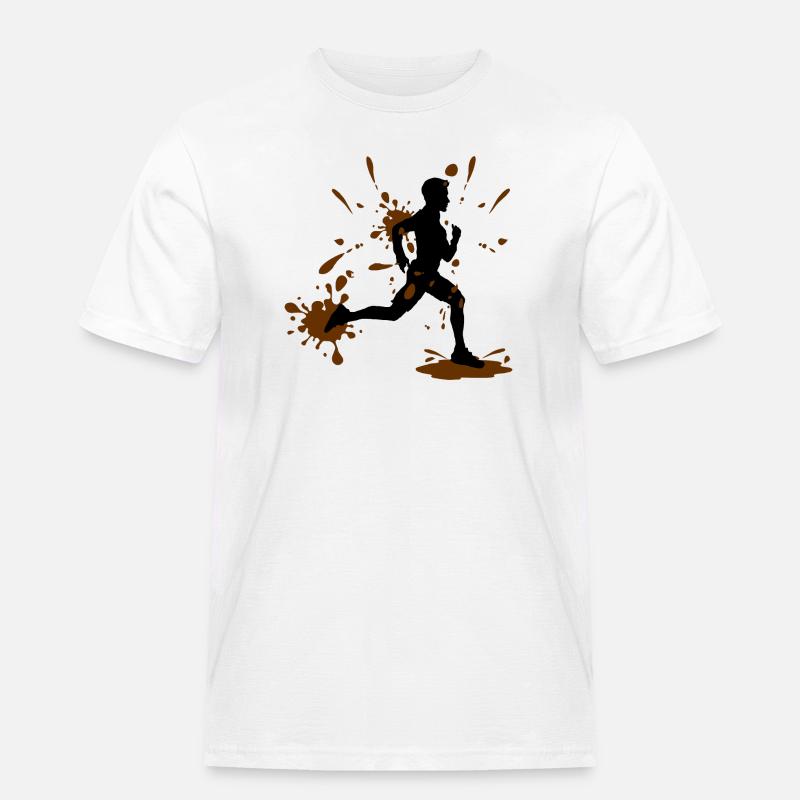 Mud Run Man – Modder Runner Challenge - Männer Workwear T-Shirt - Weiß