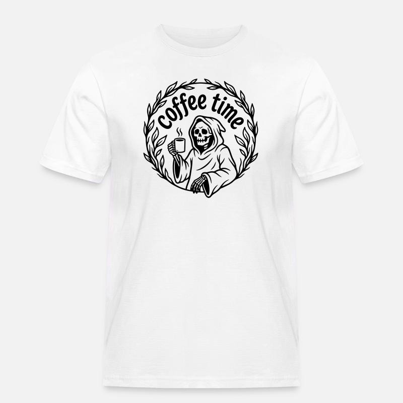 Kaffeezeit - Männer Workwear T-Shirt - Weiß
