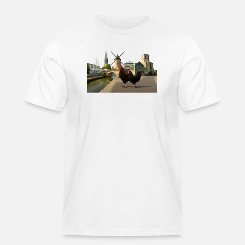 Marans, Stadthähne an der Mühle - Männer Workwear T-Shirt - Weiß