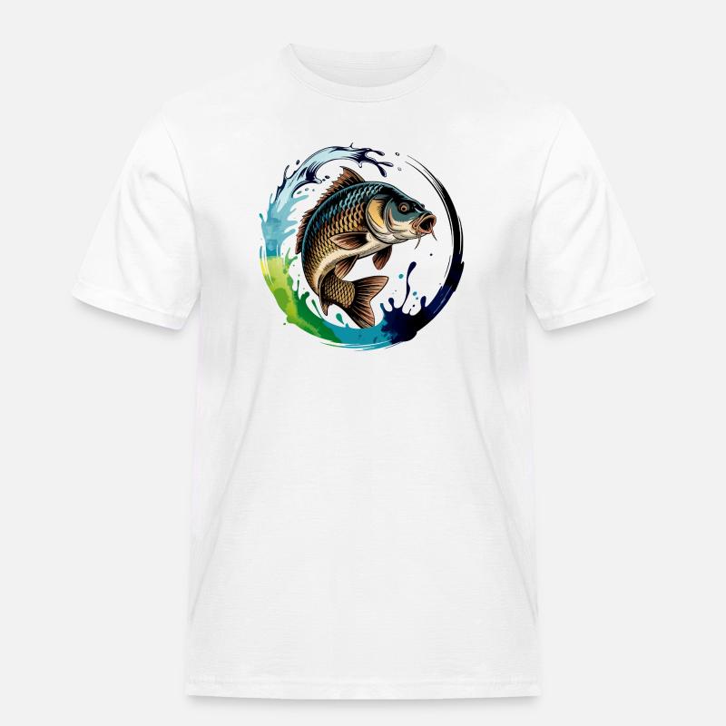 Springender Karpf - Männer Workwear T-Shirt - Weiß