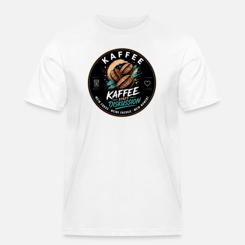 Kaffee Diskussion - modern - Männer Workwear T-Shirt - Weiß