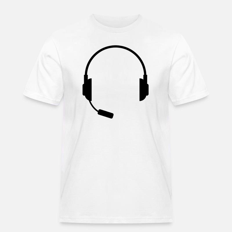 Headset mit Mikrofon - Männer Workwear T-Shirt - Weiß