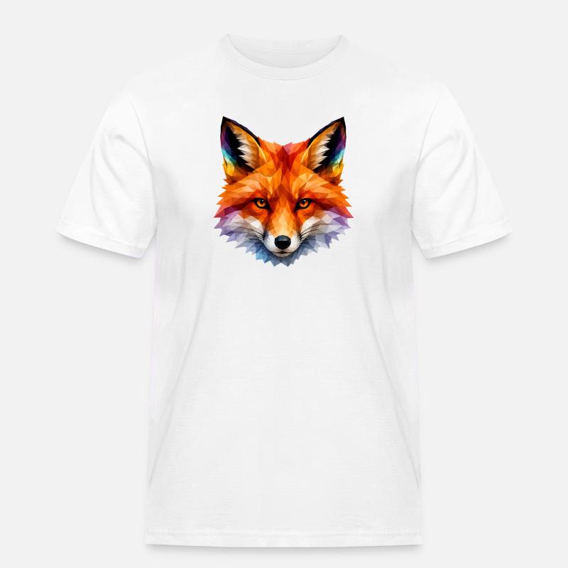 Farbiger Polygonfuchs Kopf - Männer Workwear T-Shirt - Weiß