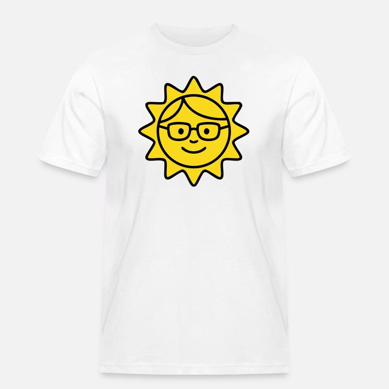 Lachende Sonne Brille Comic - Männer Workwear T-Shirt - Weiß