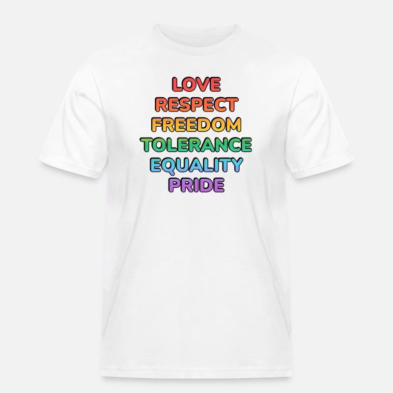 Pride Values Rainbow Text - Men's Workwear T-Shirt - white