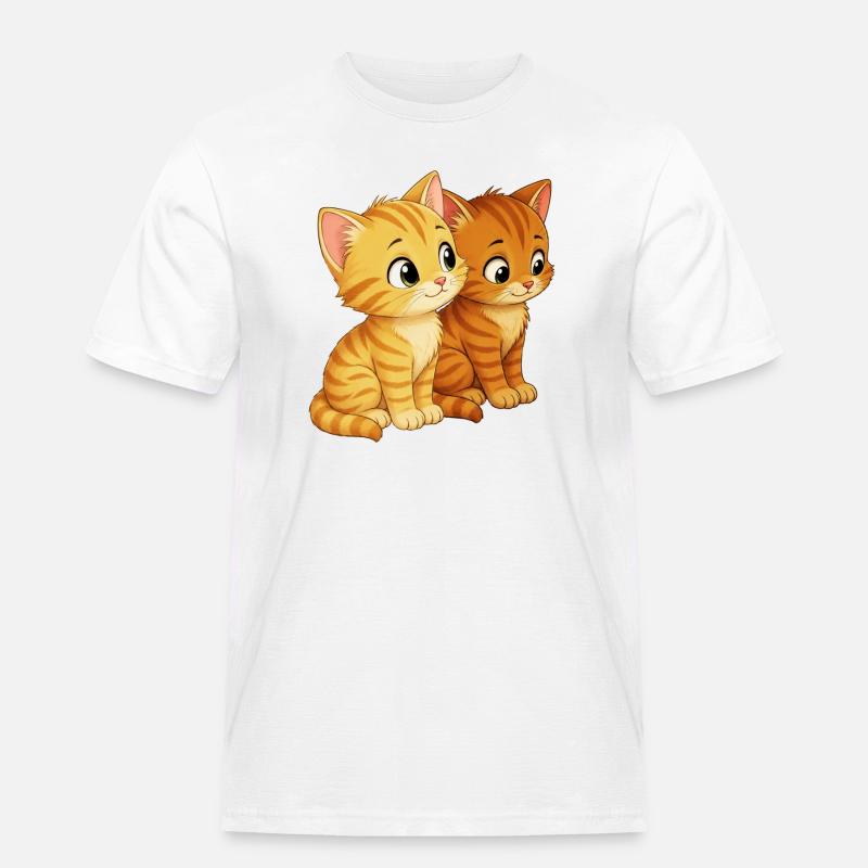 Kätzchen sitzen nebeneiander - Männer Workwear T-Shirt - Weiß