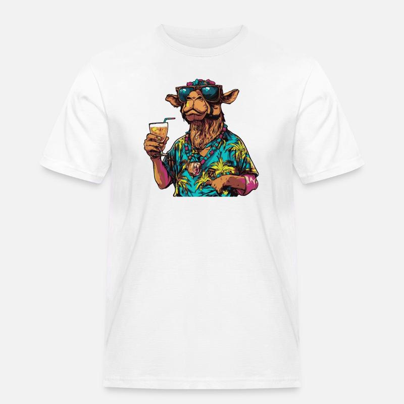 Kamel Comic Sommer - Männer Workwear T-Shirt - Weiß